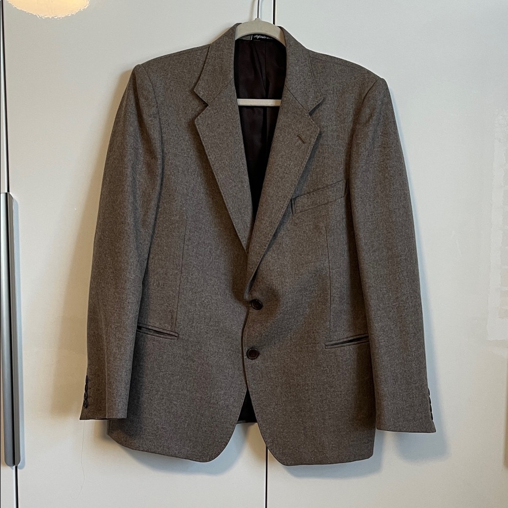 Vintage EUROSTIL Spain Wool Oversized Blazer in Brown Taupe, Size 42